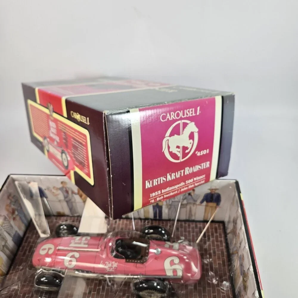Carousel 1 1955 Indy 500 Winner Sweikert Kurtis Kraft Race Car Pink 4501 1/18 - Picture 11 of 11